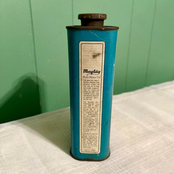 Vintage 1950s Maytag Multi-Motor Oil 1 qt. Tin Can With Cap Newton Iowa - Picture 3 of 7